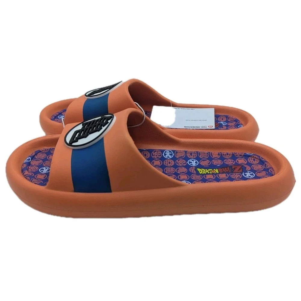 Dragon Ball Z Kame Symbol Slide Sandals Mens Size 9 Cloud Comfort Foam Orange